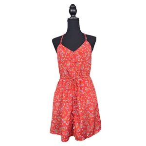 American Eagle Outfitters Red Floral Halter Neck Mini Dress Size 4